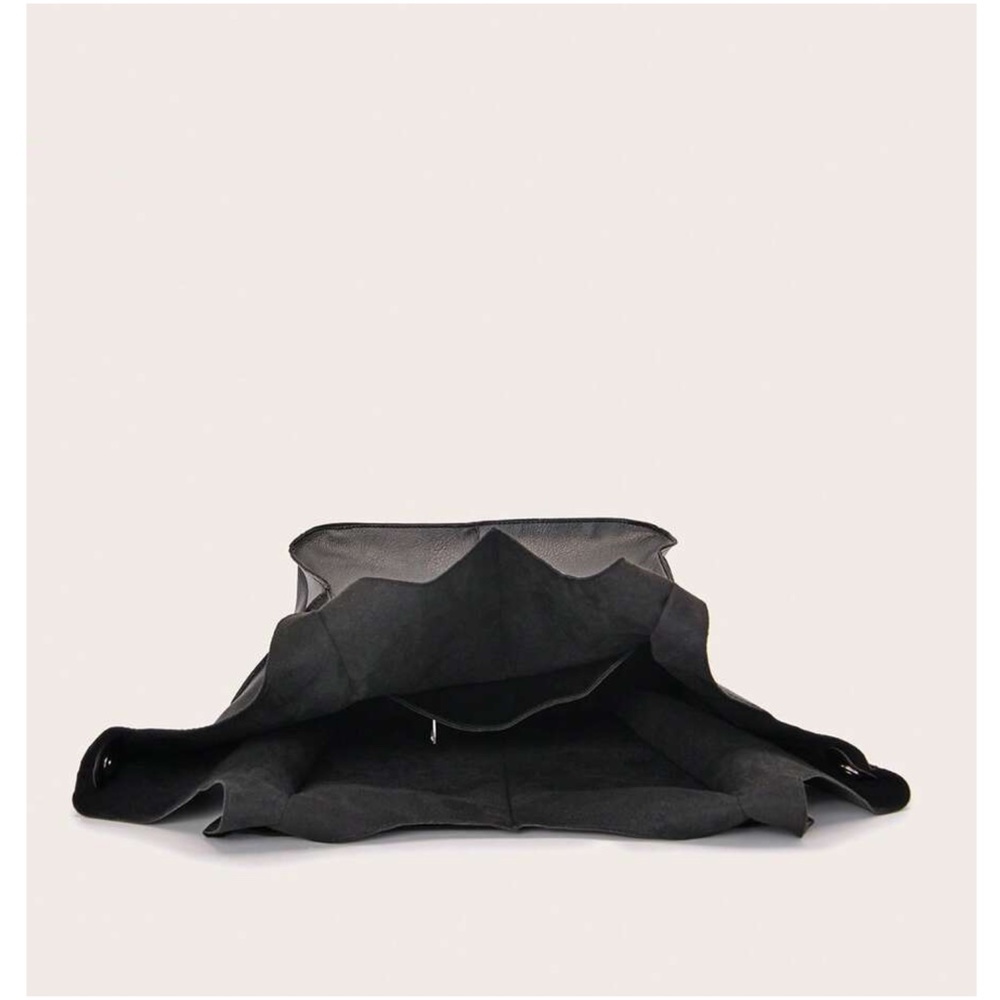 Luxe Vegan Leather Minimalist Oversized Tote Bag - Picture 9 of 12